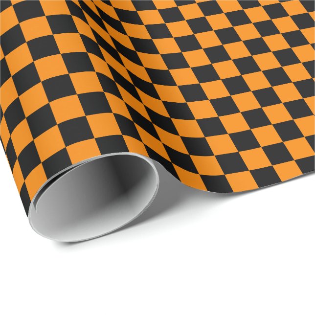 Papier Cadeau Papier d'enveloppement noir et orange moyen (Coin rond)