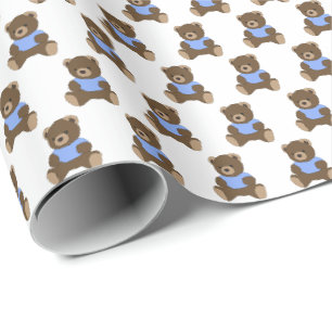 Papier Cadeau Papier d'enveloppement Nounours bleu