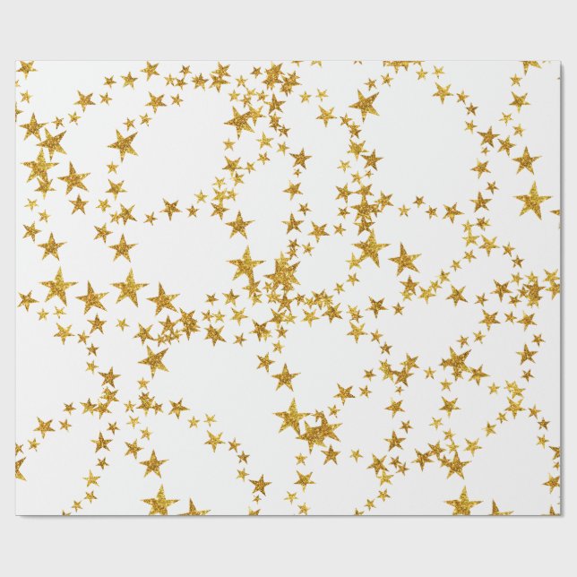 Papier Cadeau Papier d'enveloppement or et blanc simple (Plat)