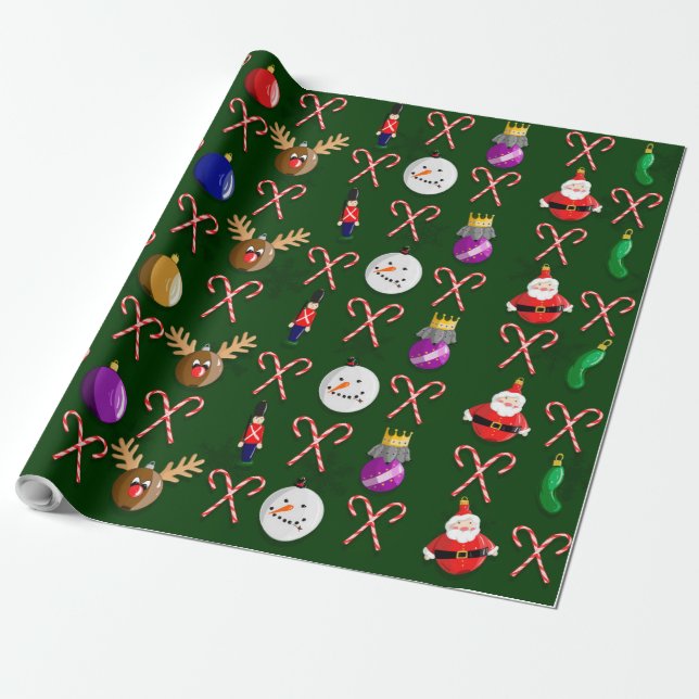 Papier Cadeau Papier d'enveloppement ornemental de Noël (Déroulé)