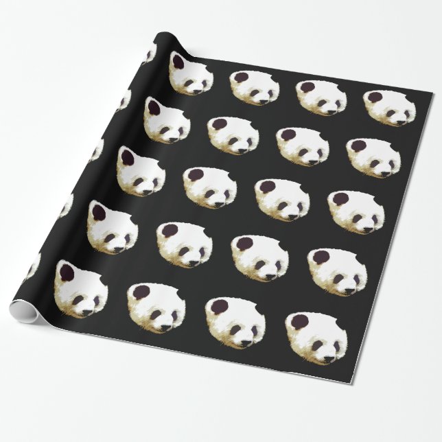 Papier Cadeau Papier d'enveloppement Panda unique (Déroulé)