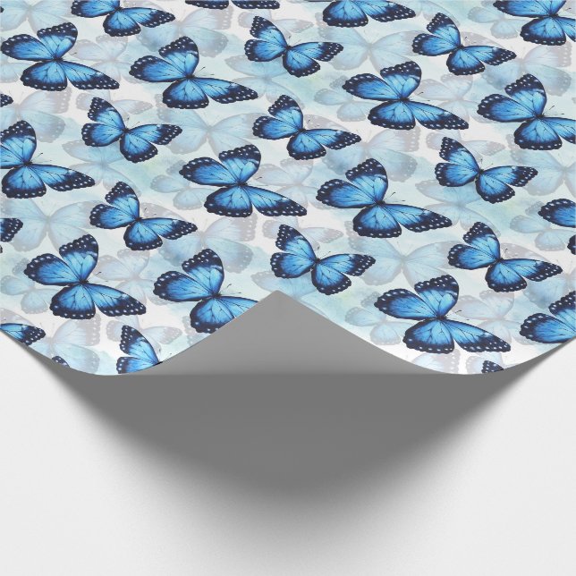 Papier Cadeau Papier d'enveloppement papillon bleu (Coin)
