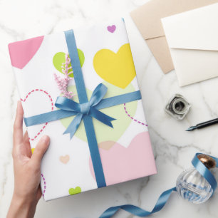 Papier Cadeau Papier d'enveloppement Pastel Hearts