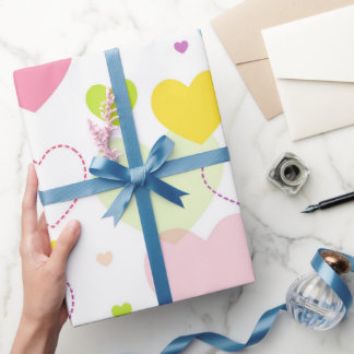 Papier Cadeau Papier d'enveloppement Pastel Hearts