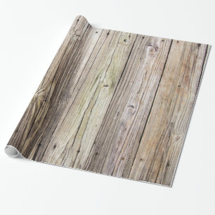 Papier Cadeau Papier d'enveloppement patiné en bois