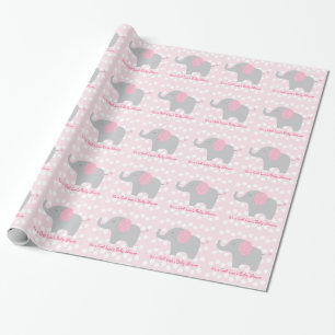 Papier Cadeau Papier d'enveloppement personnalisé Eléphant rose