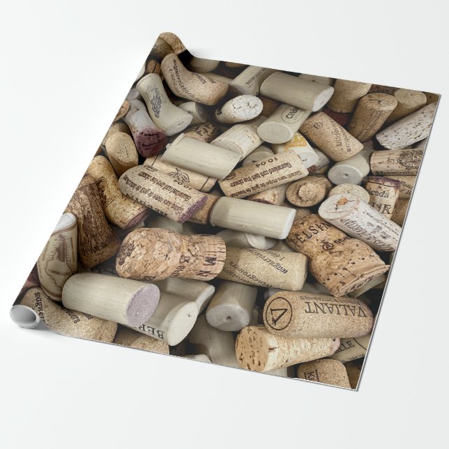 Papier Cadeau Papier d'enveloppement photo Vin Corks (Déroulé)
