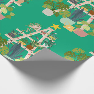 Papier Cadeau Papier d'enveloppement Plante de la Maison de Noël