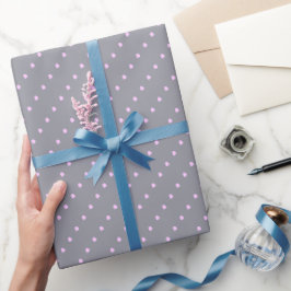 Papier Cadeau Papier d'enveloppement Pois gris et rose