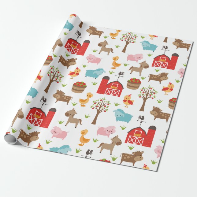 Papier Cadeau Papier d'enveloppement pour animaux de ferme et de (Déroulé)