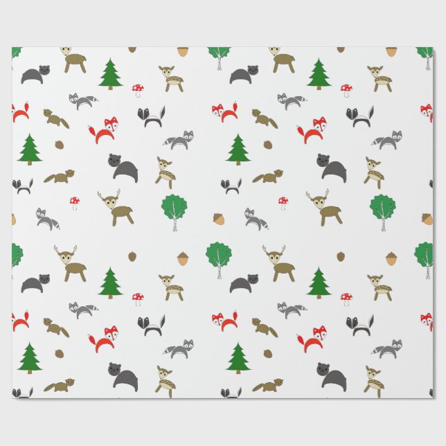 Papier Cadeau Papier d'enveloppement pour animaux de la forêt de (Plat)