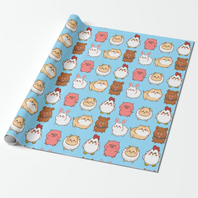 Papier Cadeau Papier d'enveloppement pour animaux mignons (Déroulé)