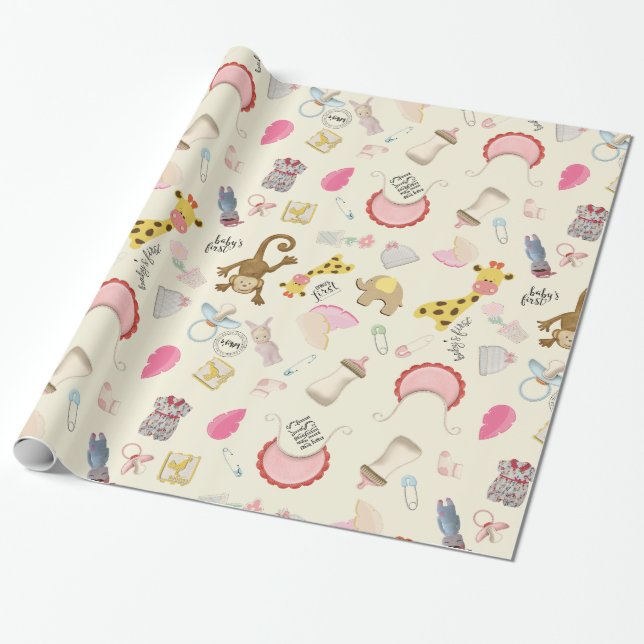 Papier Cadeau Papier d'enveloppement pour bébé animal (Déroulé)