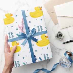 Papier Cadeau Papier d'enveloppement pour bébé bleu canard