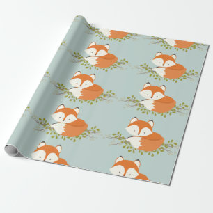Papier Cadeau Papier d'enveloppement pour bébé de renard de bois
