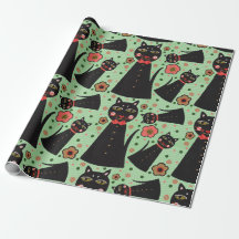 Papier d'enveloppement pour chats noirs Cravate