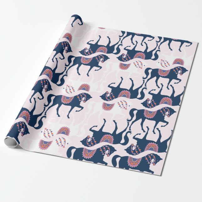 Papier Cadeau Papier d'enveloppement pour chevaux mignons (Déroulé)