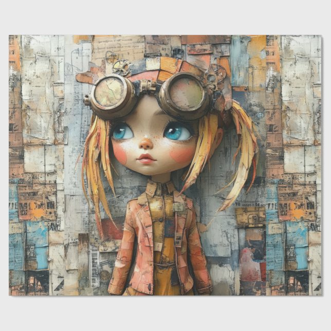 Papier Cadeau Papier d'enveloppement pour enfants Steampunk (Plat)