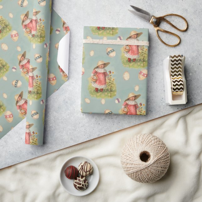 Papier Cadeau Papier d'enveloppement pour fille Bonnet de Pâques (Artisanat)