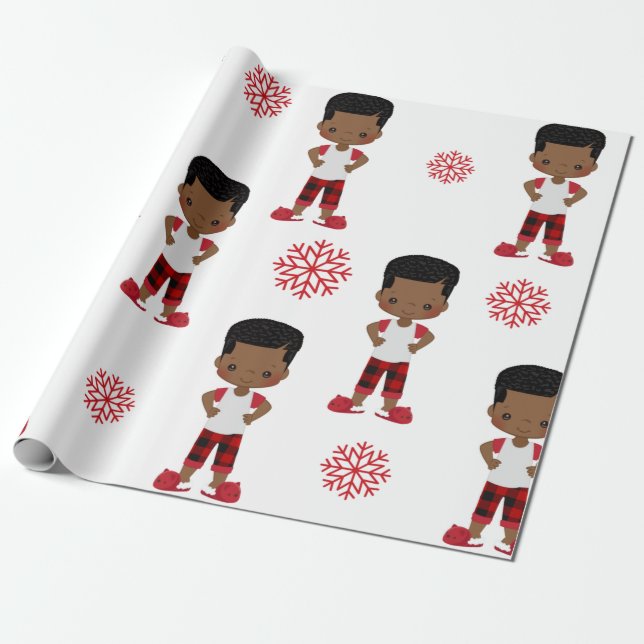 Papier Cadeau Papier d'enveloppement pour garçon afro-américain (Déroulé)