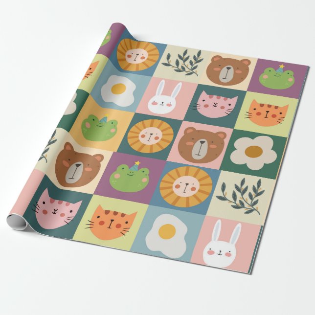 Papier Cadeau Papier d'enveloppement pour les animaux mignons (Déroulé)