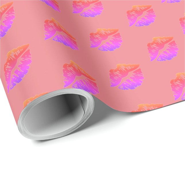 Papier Cadeau Papier d'enveloppement pour lèvres arc-en-ciel (Coin rond)