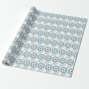 Papier Cadeau Papier d'enveloppement pour Lions Bleus Bébé