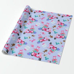 Papier Cadeau Papier d'enveloppement pour scooter de Noël rose m