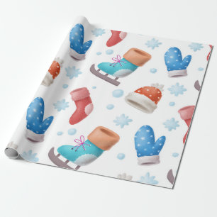 Papier Cadeau Papier d'enveloppement pour vacances, patins et Ca
