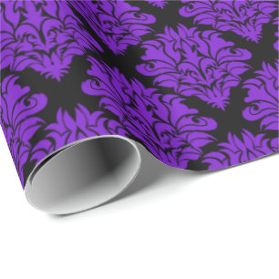 Papier Cadeau Papier d'enveloppement pourpre Damas-Cadeaux