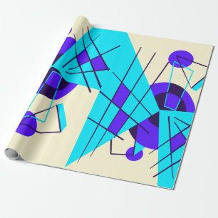 Papier Cadeau Papier d'enveloppement rétro bleu néon des années 