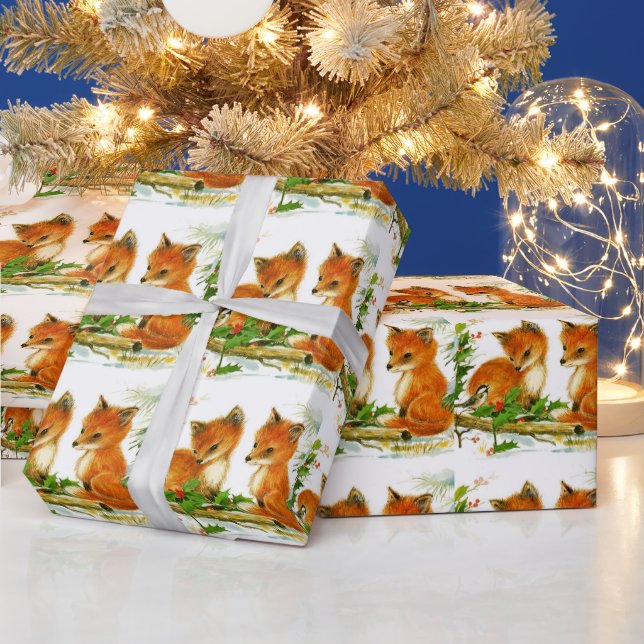 Papier Cadeau Papier d'enveloppement rétro chic Baby Fox (Vacances)