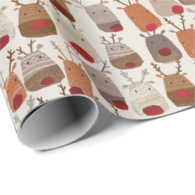 Papier Cadeau Papier d'enveloppement - Rindeer Scandinave (Coin rond)