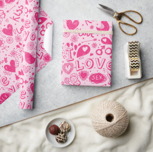 Papier Cadeau Papier d'enveloppement romantique Motif chaud et d