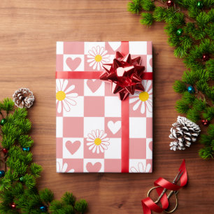 Papier Cadeau Papier d'enveloppement rose À damiers