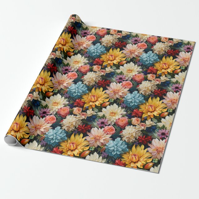 Papier Cadeau Papier d'enveloppement rose et jaune (Déroulé)