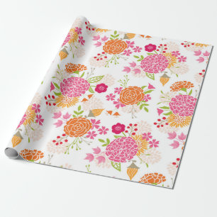 Papier Cadeau Papier d'enveloppement rose et orange