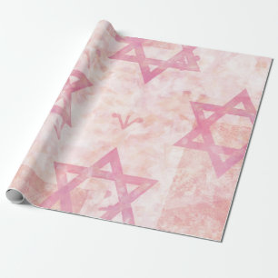 Papier Cadeau Papier d'enveloppement rose juif Star Design