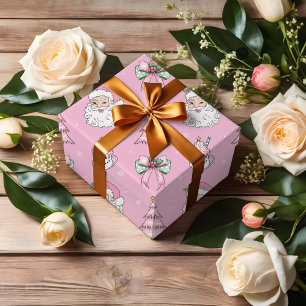 Papier Cadeau Papier d'enveloppement rose Santa Claus super