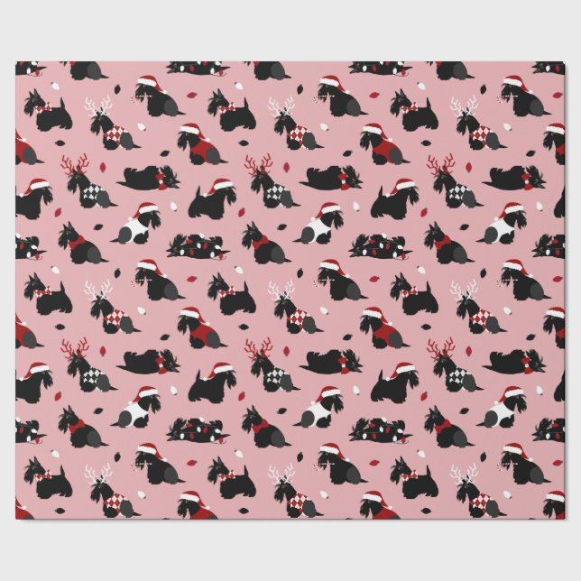 Papier Cadeau Papier d'enveloppement rose Terrier écossais de No (Couture)