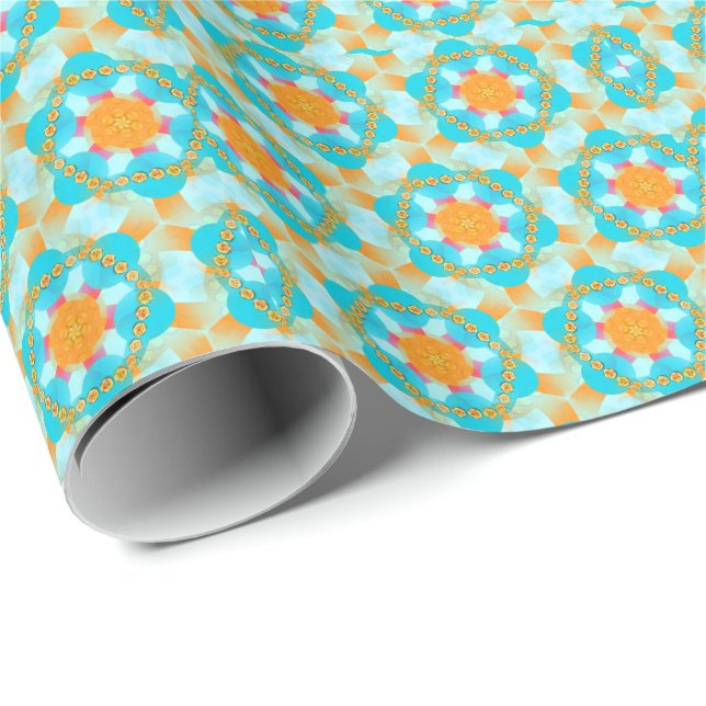 Papier Cadeau Papier d'enveloppement rose Turquoise Hexagon (Coin rond)