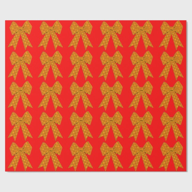 Papier Cadeau Papier d'enveloppement rouge or Bow (Plat)
