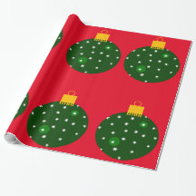 Papier d'enveloppement rouge ornemental vert