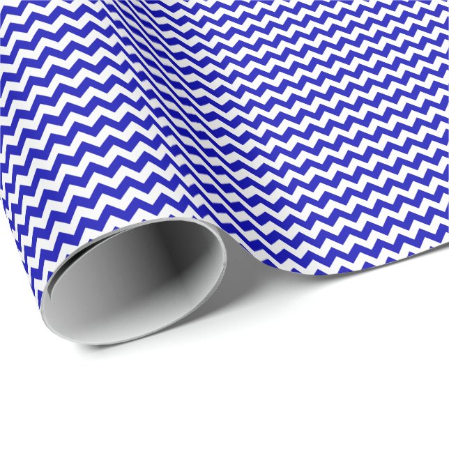 Papier Cadeau Papier d'enveloppement Royal Bleu et Blanc Petit C (Coin rond)