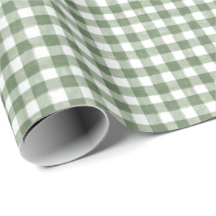 Papier Cadeau Papier d'enveloppement rustique En vichy vert