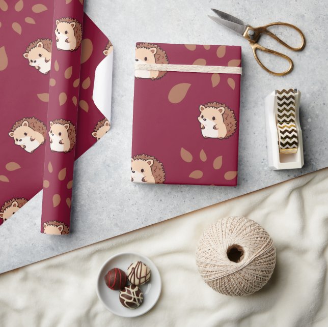 Papier Cadeau Papier d'enveloppement sans soudure bordeaux avec  (Artisanat)
