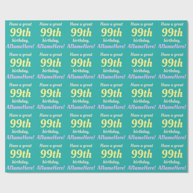 Papier Cadeau Papier d'enveloppement simple 99e anniversaire (Plat)