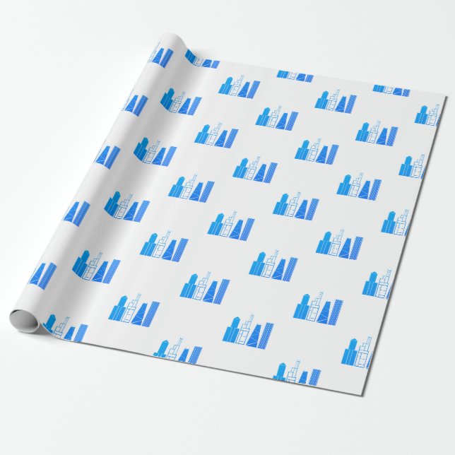 Papier Cadeau Papier d'enveloppement Skyline de Chicago (Déroulé)
