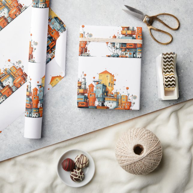 Papier Cadeau Papier d'enveloppement Skyline de la ville de dess (Artisanat)
