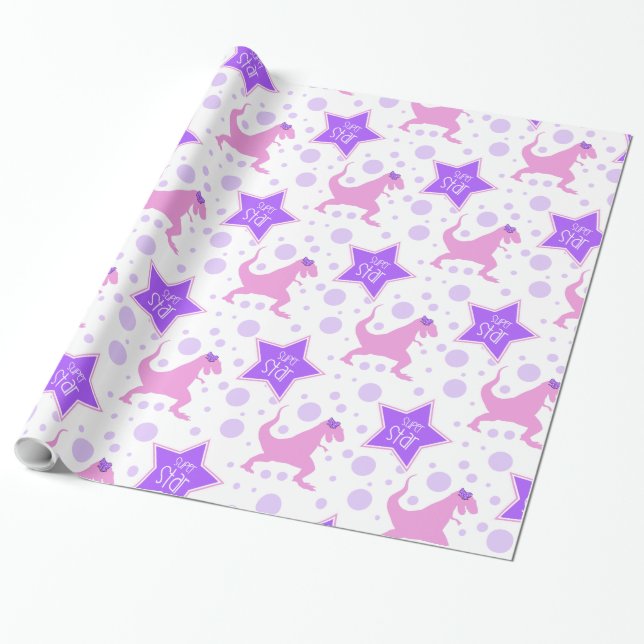 Papier Cadeau Papier d'enveloppement Super Star de Dinosaur | Ro (Déroulé)